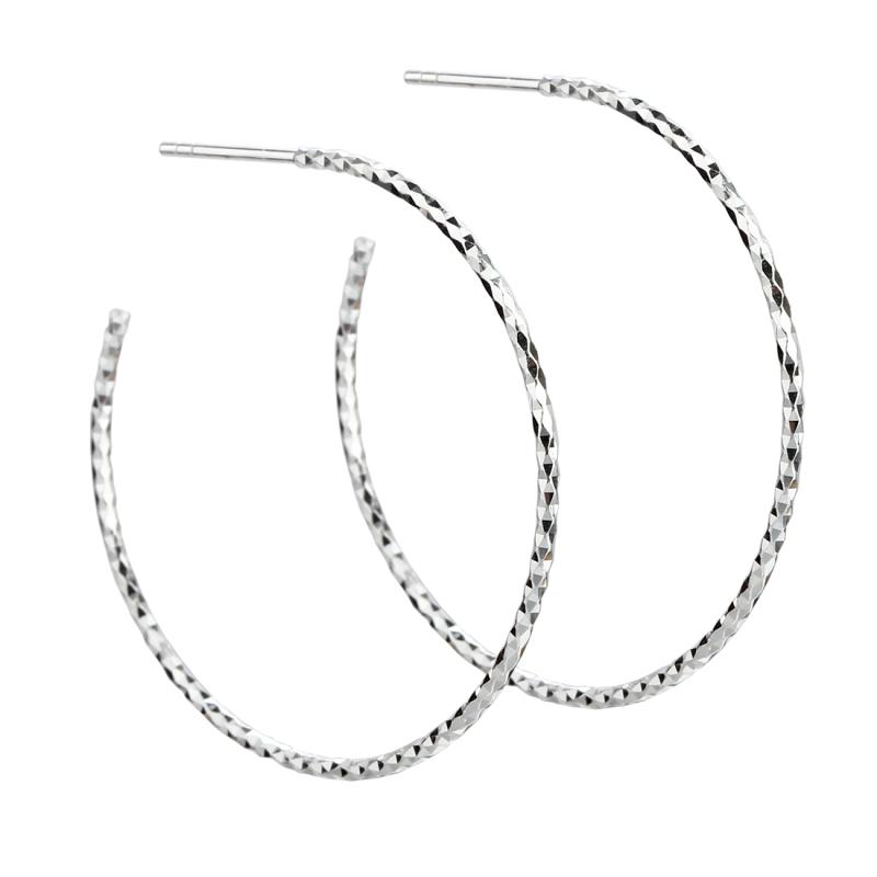 Hoops Diamond Cut 35mm - Aqua Dulce Øreringe  - 5740013849986