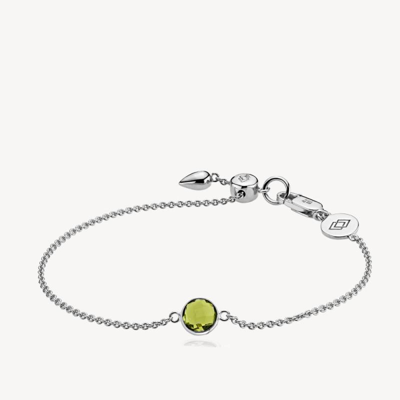 Elegant Sølv Armbånd med Peridot Krystal - Perfekt Gave!