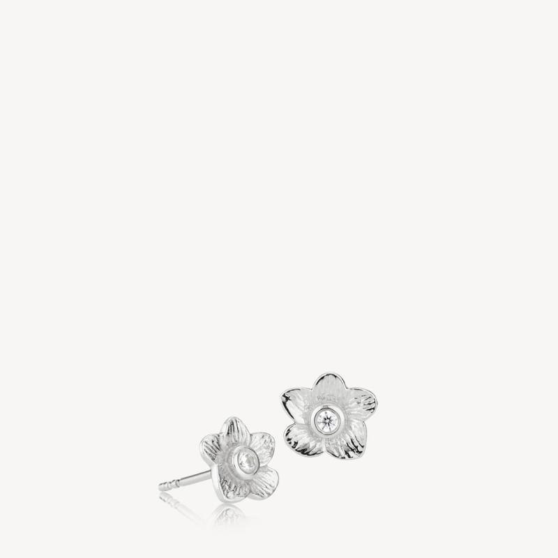 Sølv Rosa Ørestikkere med Zirkon - Elegant Design