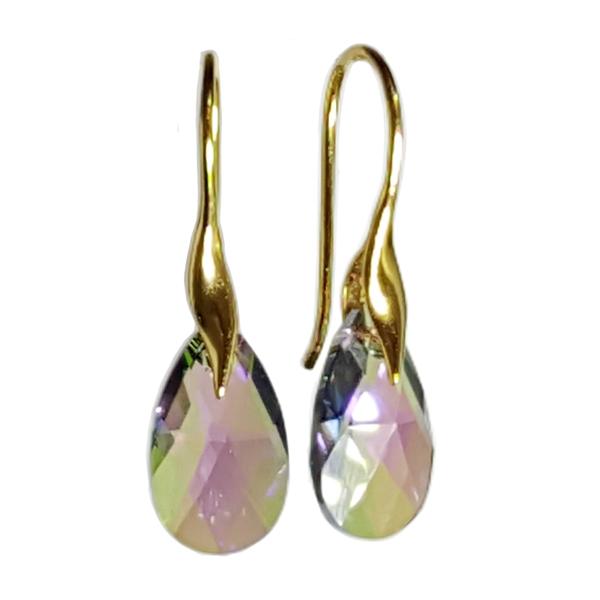 Facet Drop Øreringe med Swarovski Krystaller - Elegant Guld