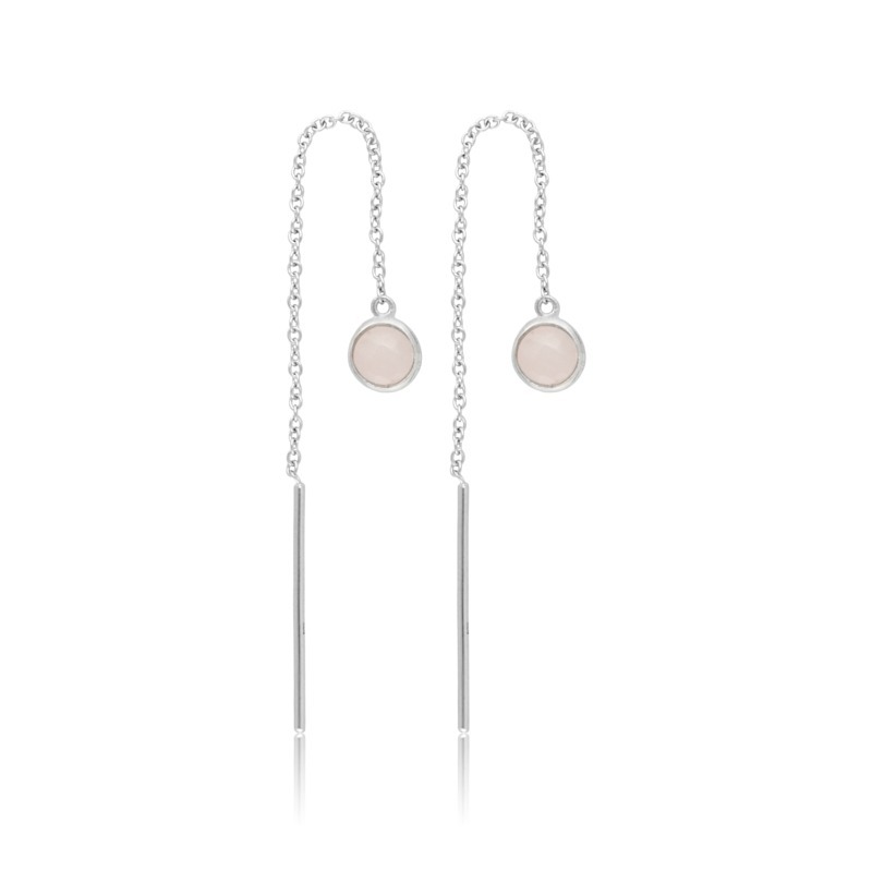 Rosa Sølv Med Kvarts - Blicherfuglsang Øreringe