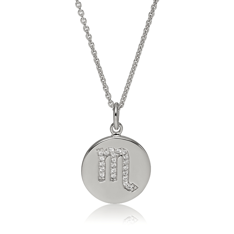 Skorpion Halskæde i Sølv med Zirkonia – Oktober til November