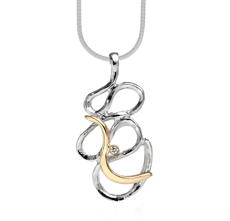 Halssmykke Sølv Med Guld Brillant - Blicherfuglsang Halskæder