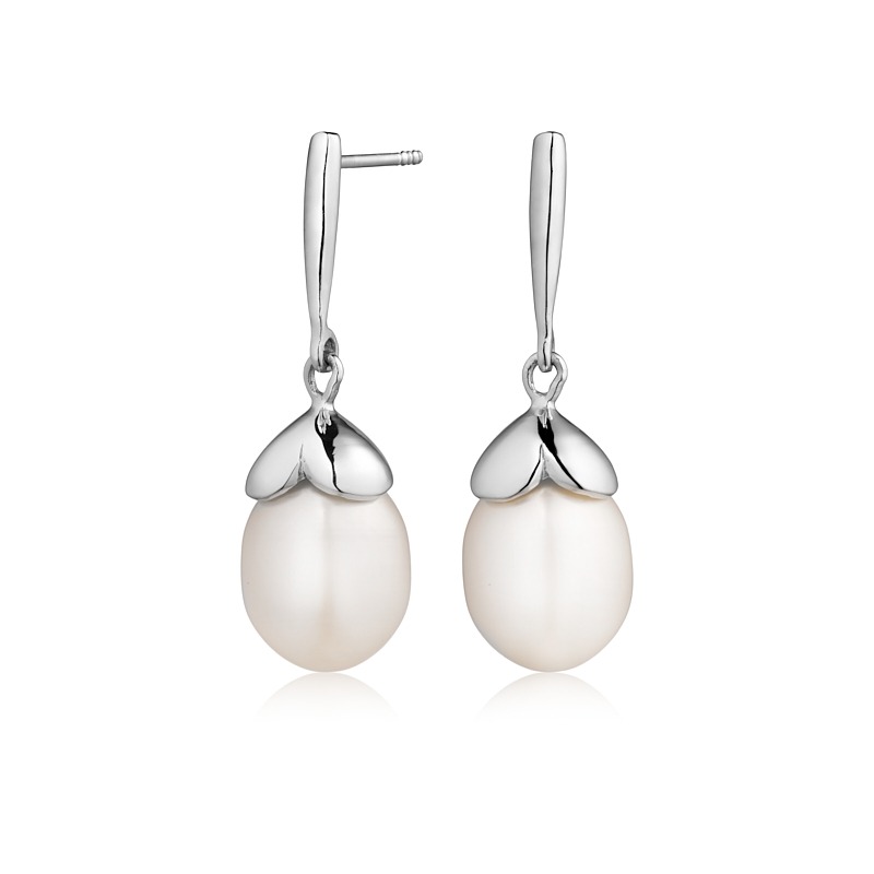 Sølv Med Perle - Blicherfuglsang Øreringe