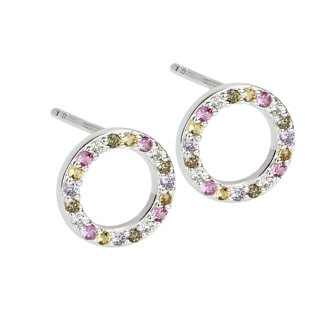 Pastel Circle Earstud Silver - Aqua Dulce Øreringe  - 5740013847883