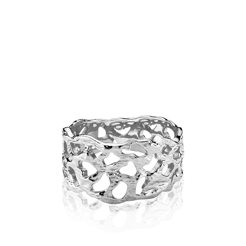 Sølv Holly Ring – Elegant Fingerring med Organisk Design
