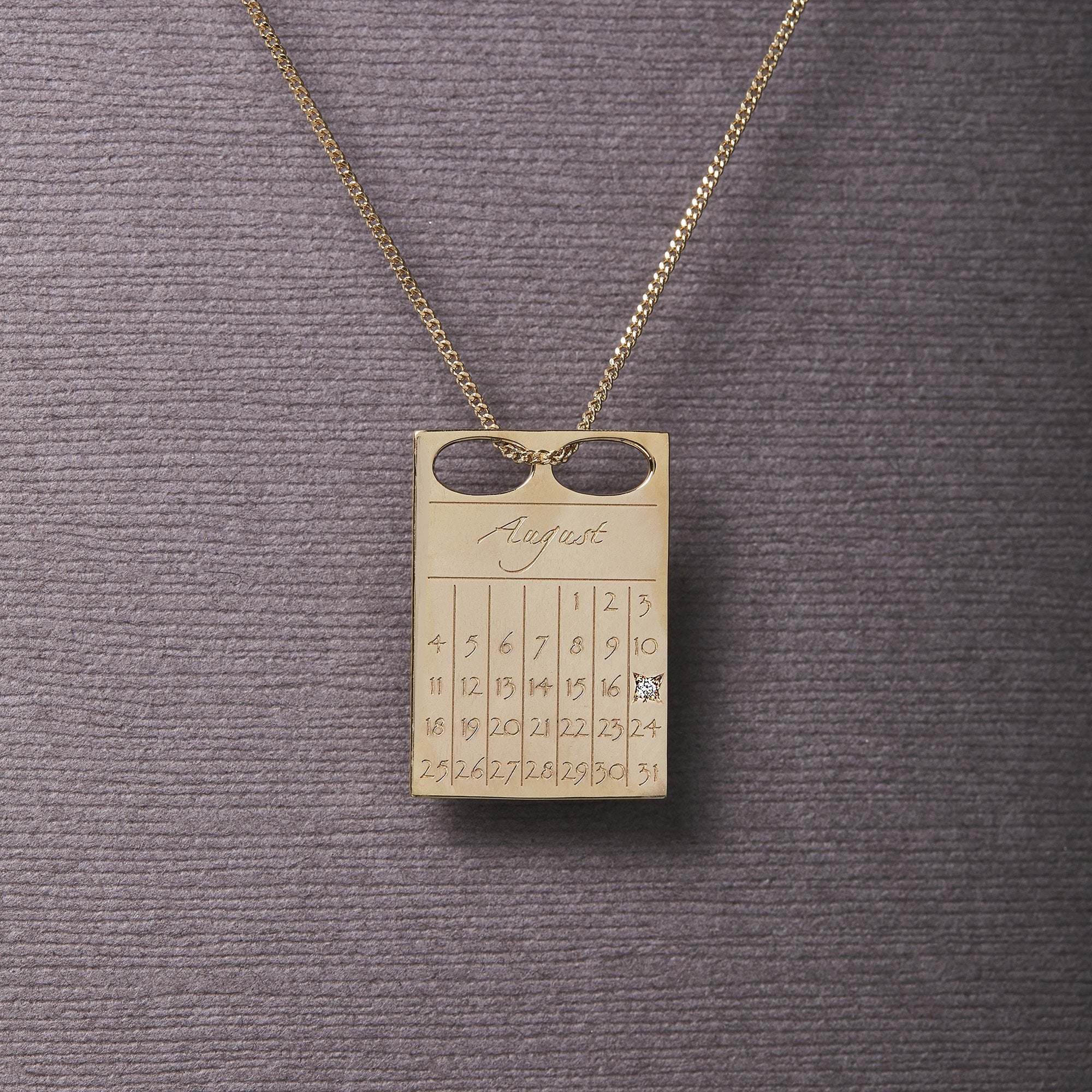 Dateplate Vedhæng Halskæde Karat Guld Med Diamant - Szhirley Halskæder