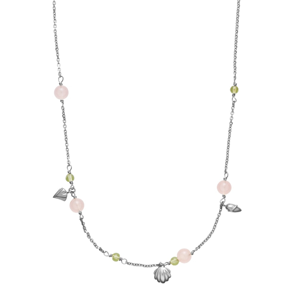 Grøn Isabella Halskæde Sølv Med Pink Calcedon Peridot - Izabel Camille Halskæder  - 5710143082768