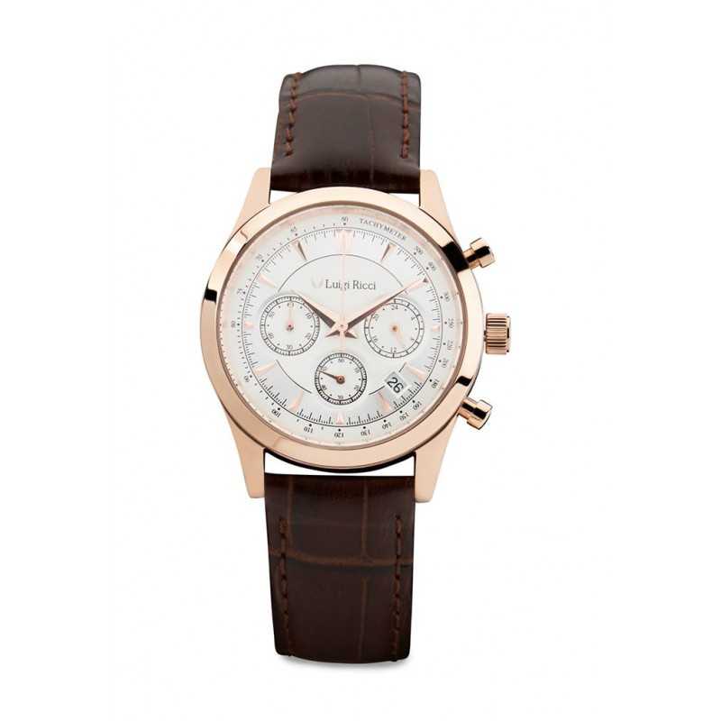 Rosa Luigi Ricci Eleganza X11 Chronograph Armbånds Til Kvinder & Damer Med Guld Læder Rem - Luigi Ricci Armbånd