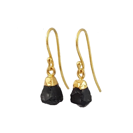 Sort Guldbelagte øreringe Med Onyx - Øreringe