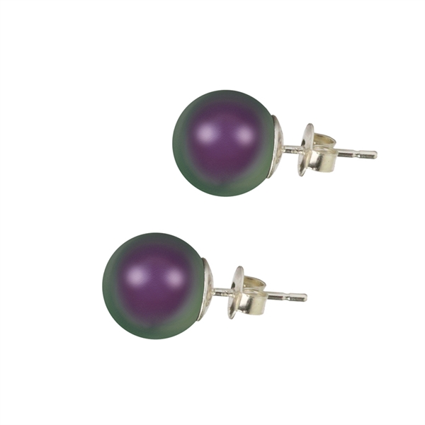 Lilla Klassiske Perleøreringe Farven Iridescent Purple - Øreringe