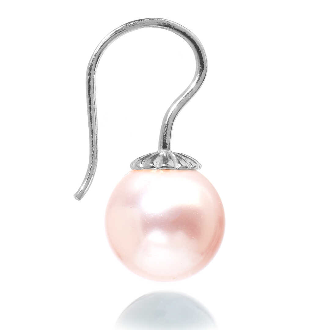 Romantiske Sølv øreringe med Lyserød Swarovski Perle