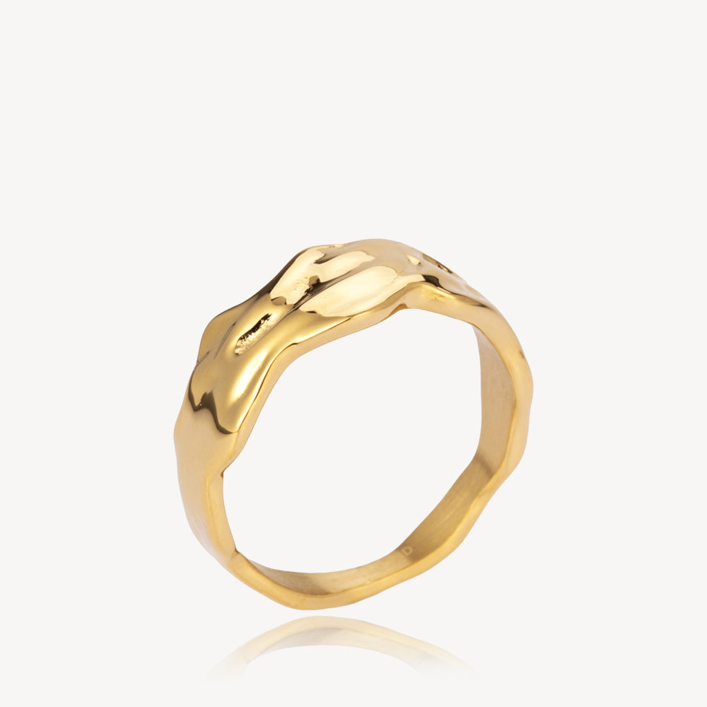 Guld Wavy Ring - Forgyldt Bølge Ring til Hverdagsbrug