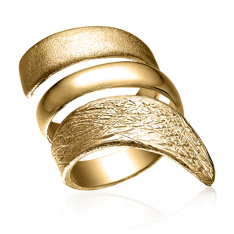 Ring Forgyldt Sølv Med Overflader - Blicherfuglsang Fingerringe