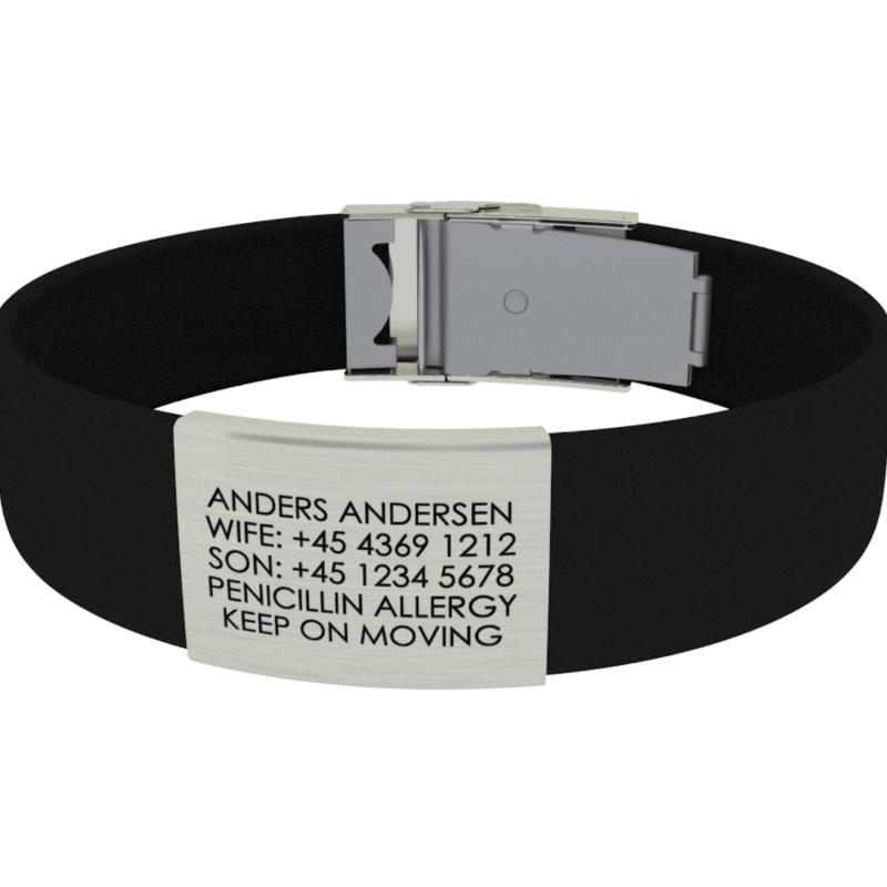 Sort Armbånd Med Astma Allergi Information Flere Farver Armbånd Fra Astma Allergi Shoppen - Armbånd