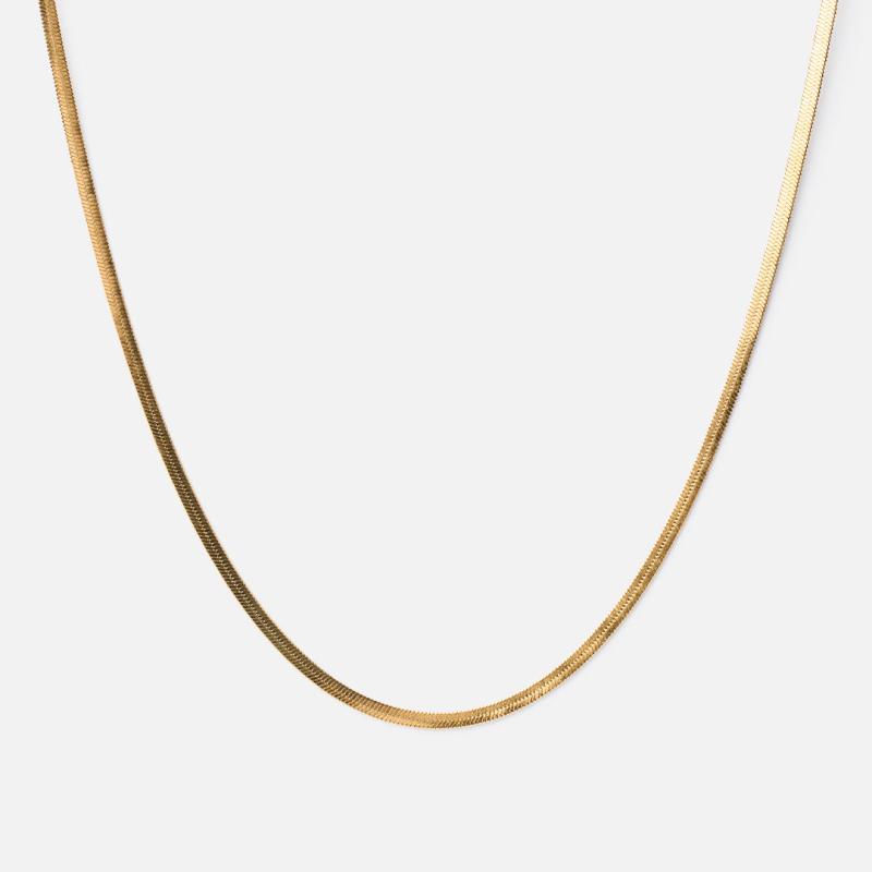 Flad Snake Halskæde 18k Guldbelagt - Tidløs Elegance