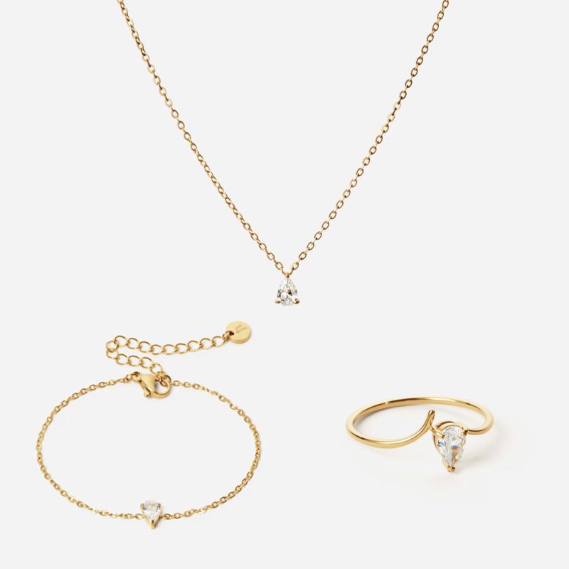 Ice Drop Zirkon Ring Armbånd Halskæde - Josephine Nord Armbånd