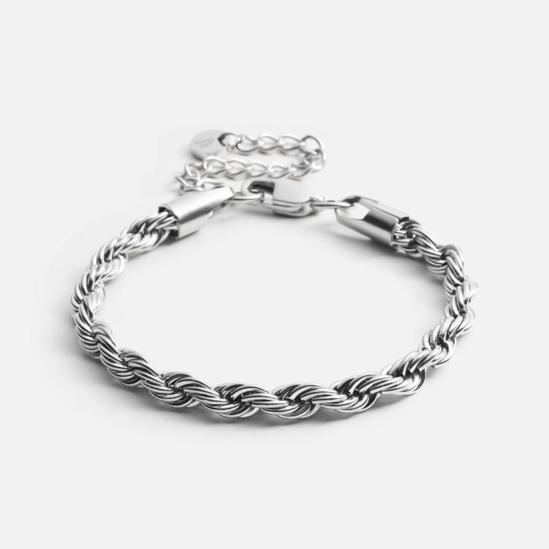 Twisted Rope Armbånd Sølvfarvet 5mm - Josephine Nord Armbånd