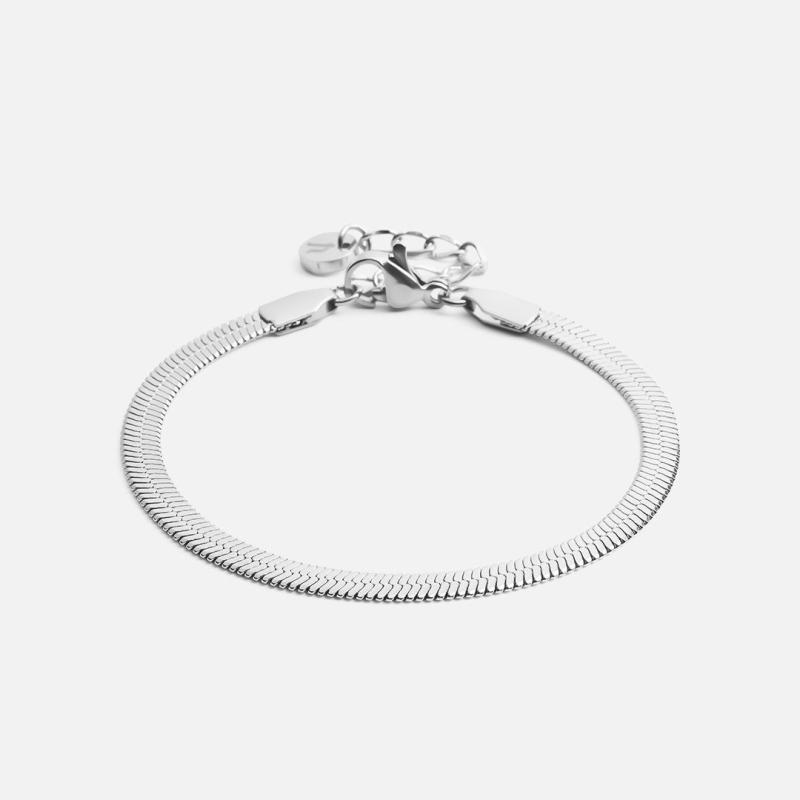 Flad Snake Armbånd Sølvfarvet 4mm - Josephine Nord Armbånd