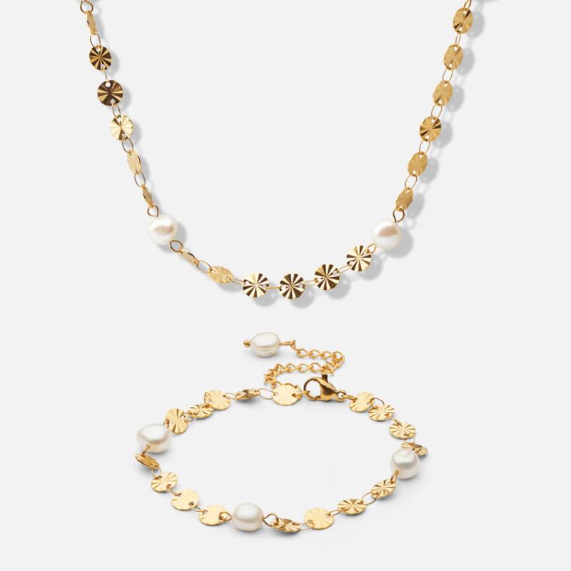 Sun Perlehalskæde Ferskvandsperler Armbånd 18k Guldbelagt - Josephine Nord Armbånd