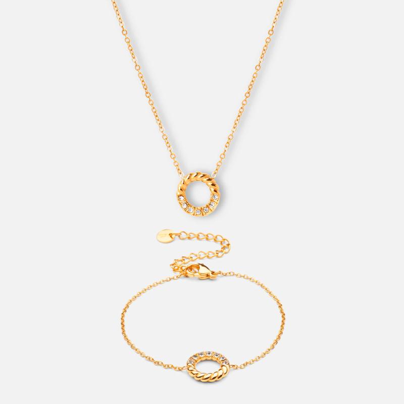 Hvid Twisted White Zirkon Halskæde Armbånd 18k Guldbelagt - Josephine Nord Armbånd