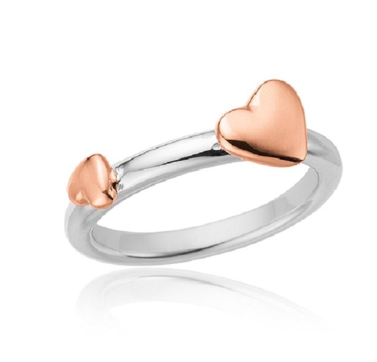 Rosa Ring Med Hjerter Forgyldt Sølv - Blicherfuglsang Fingerringe