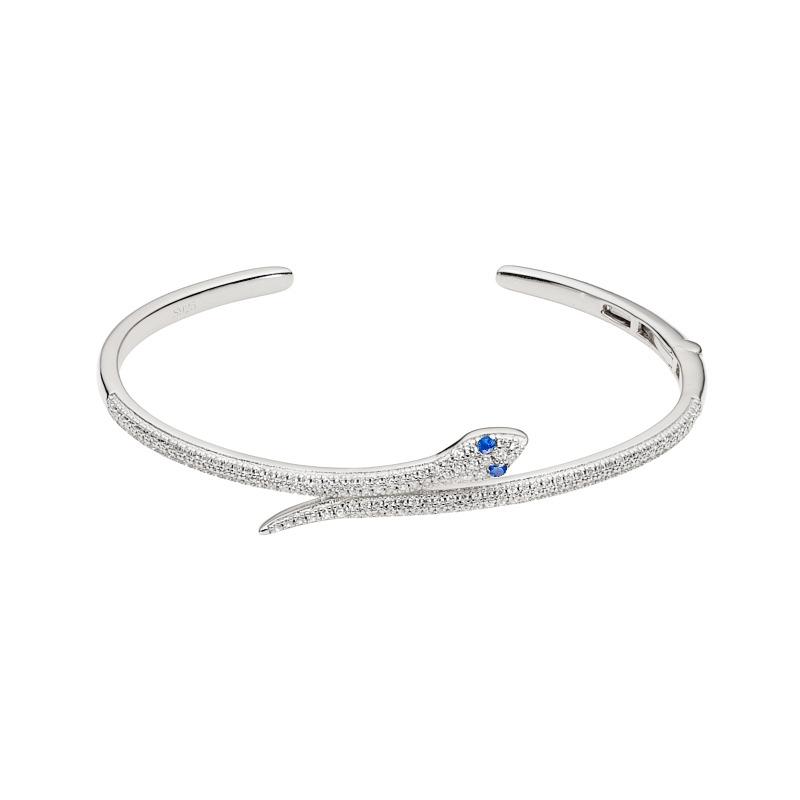 Hvid Slangearmbånd Med E Blå Zirkonia - Blicherfuglsang Armbånd