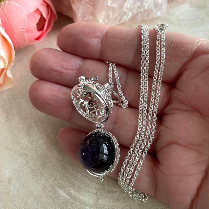 Engleklokke Sølv Incl Ametyst Kugle - Halskæder