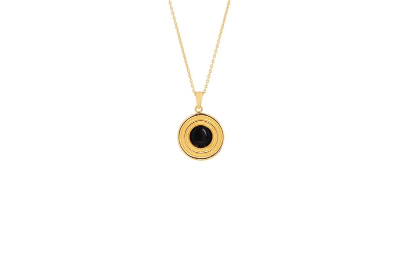 Guld Anker Necklace Onyx - Ix Studios Halskæder  - 5714534018558