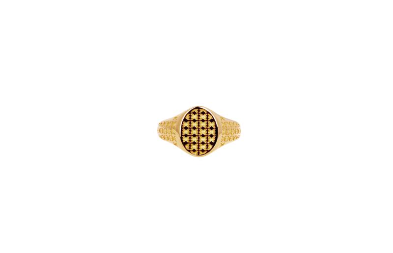 Guld Mini Oval Logo Signet Ring - Ix Studios Fingerringe  - 5714534015670