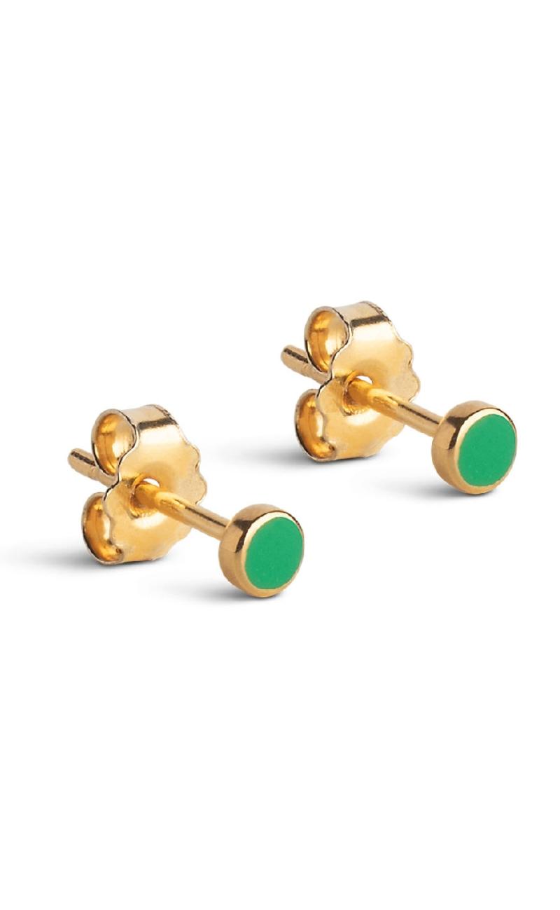 Grøn Enamel Copenhagen Stud Enamel Dot Grass Green - Øreringe  - 5714274030261