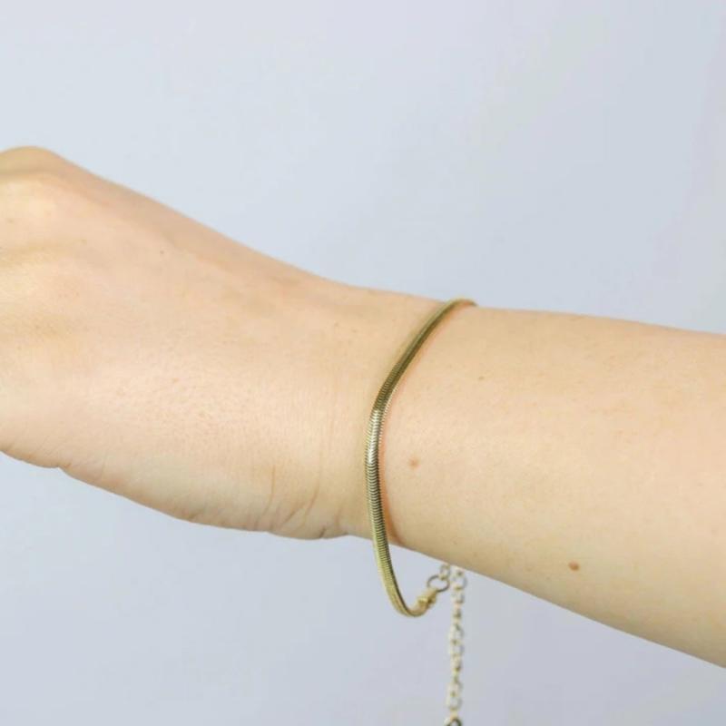 Gul Muun Studios Buet Snakechain Armbånd 18k Dbelagt 3mm A035 D - Muun Studios Armbånd  - 5715406698809