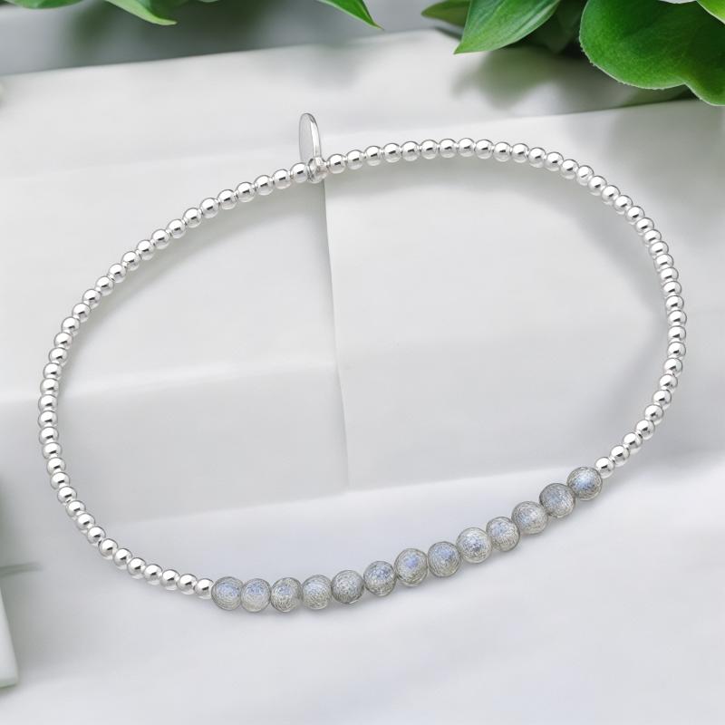 925 Sterling Sølv Armbånd Med Labradoritperler - Labradorit Armbånd