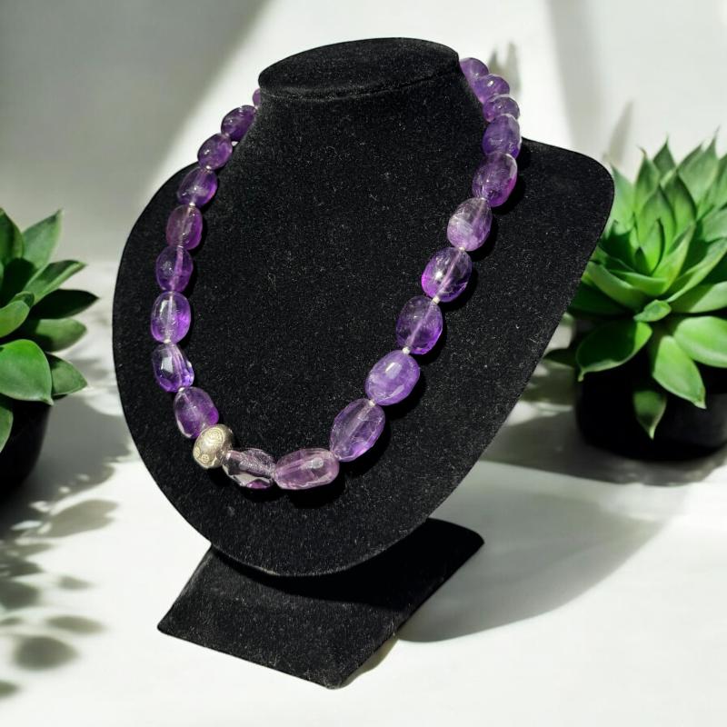 Ametyst Halskæde Med Sølv Kugle - Ametyst Halskæder