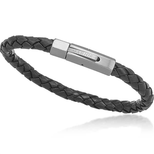 6mm Læderarmbånd Boloflet Sort - Armbånd
