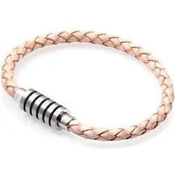 Lys Læderbolo Med Magnetlås 6mm - Armbånd