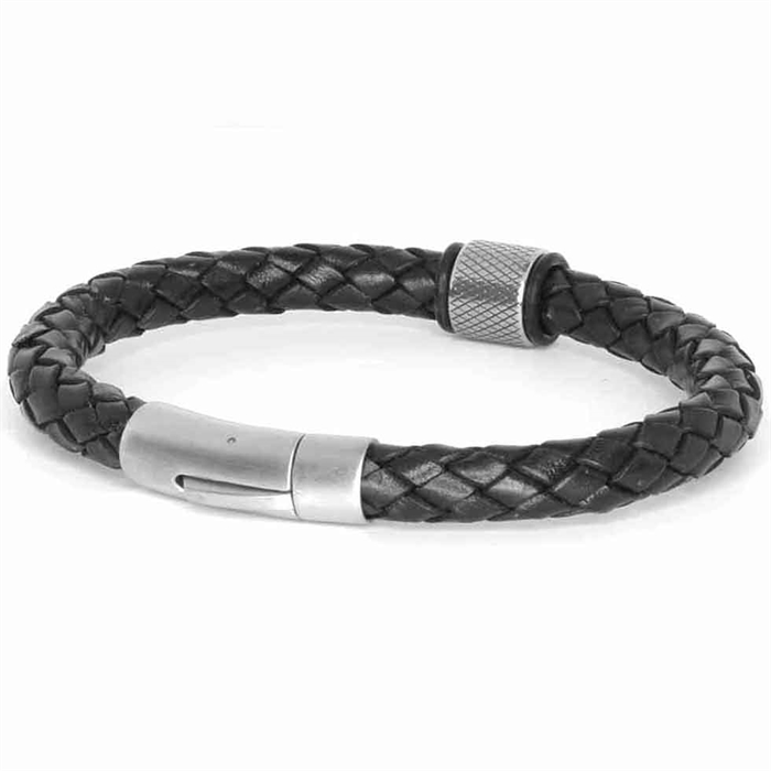 Sort Menx 8mm Læderflet Armbånd - Armbånd