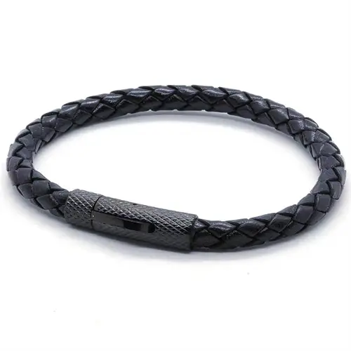 Sort Elian Læderarmbånd Lux Black Black - Armbånd