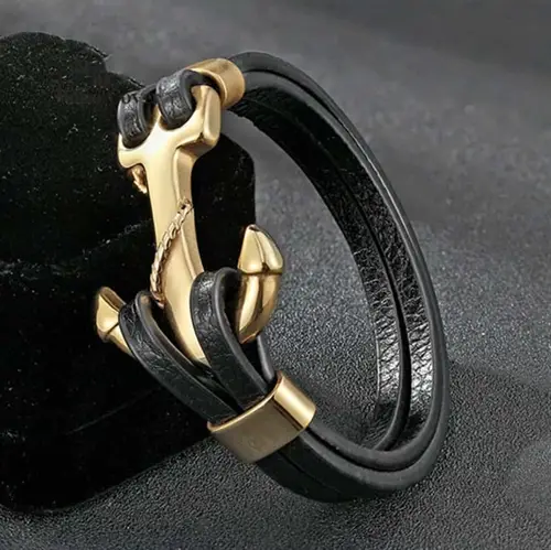 Golden High Armbånd Rustfri Stål Læder - Armbånd