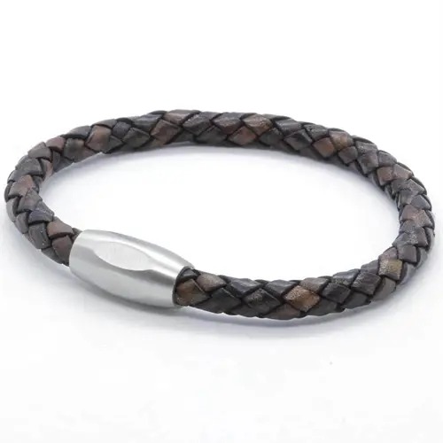 Lionar Brunt Læderarmbånd Boloflet - Armbånd