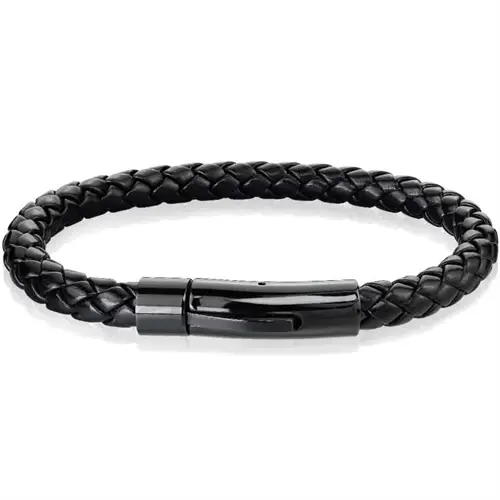 Sort Imt Læderarmbånd Design - Armbånd