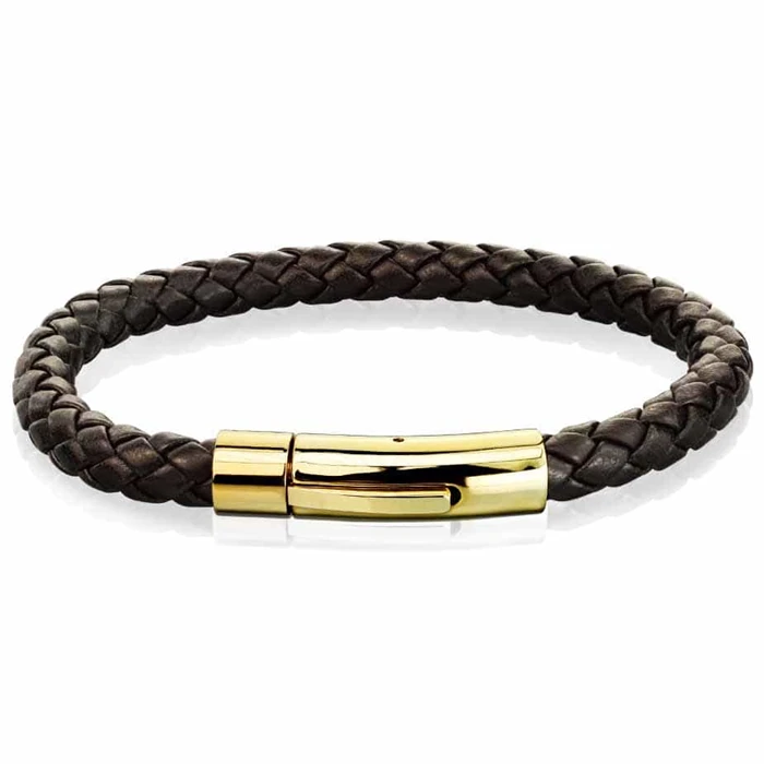 Dark Brown Imt Læderarmbånd Gold - Armbånd