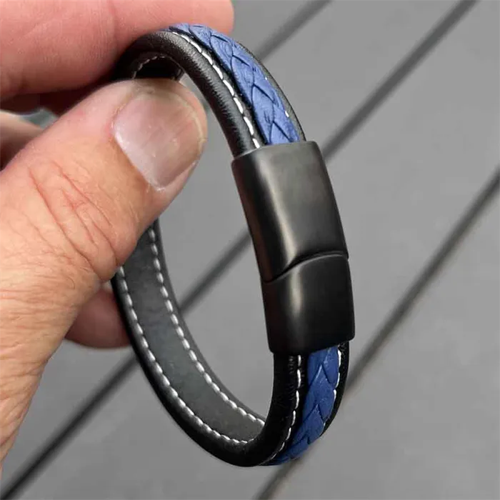Blue Major Læderarmbånd Flet - Armbånd