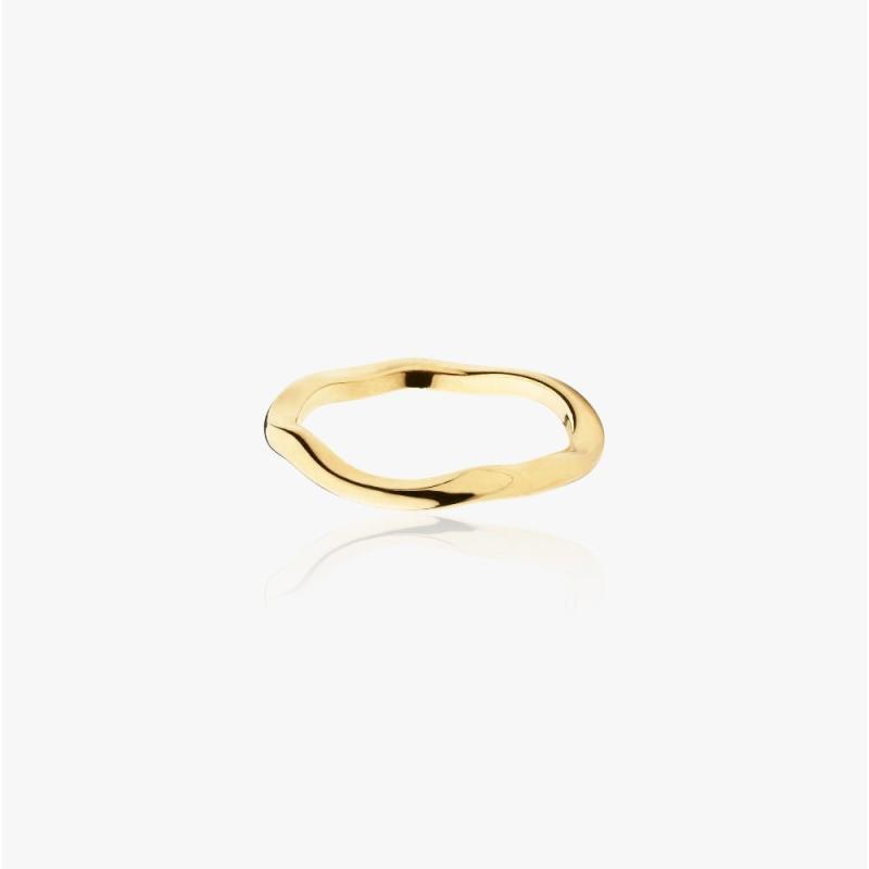 Bølge Wave Ring 2mm 14k Guldbelagt Guld 2mm - Fingerringe