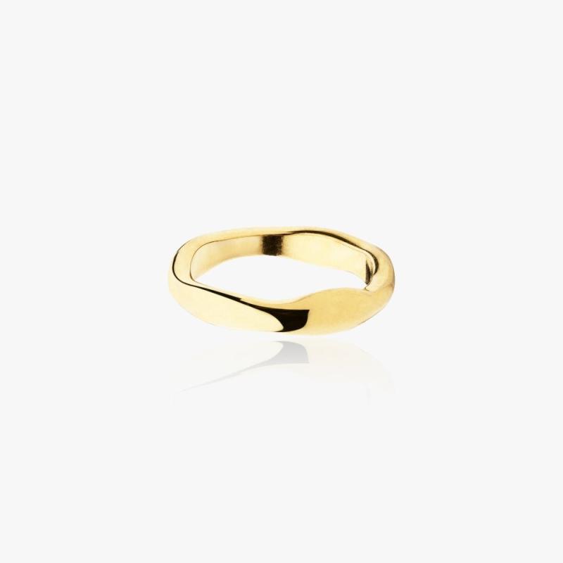 Bølge Wave Ring 4mm 14k Guldbelagt Guld 4mm - Fingerringe