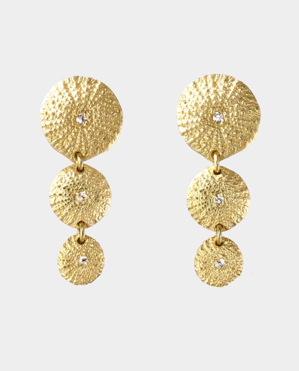 Athena Tredelte øreringe Med Aftryk Fra Søpindsvin - Nina Rønde Øreringe