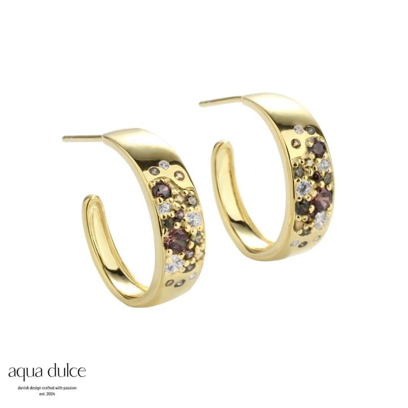 Olive Stardust Hoop Golden - Aqua Dulce Øreringe  - 5740013852139