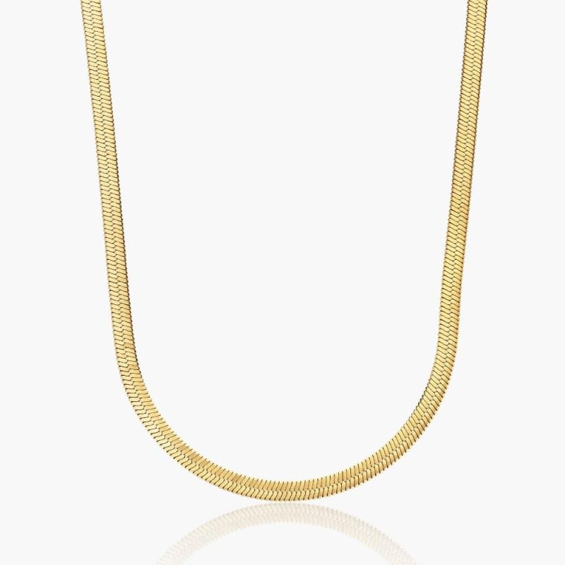 Flad Slangekæde Halskæde 18k Guldbelagt 4mm 4mm 8cm - Halskæder