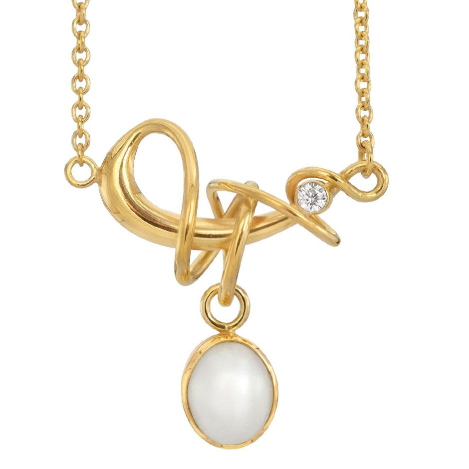 Hvid Rabinovich Halskæde Forgyldt Med Perle Winding White - Rabinovich Halskæder