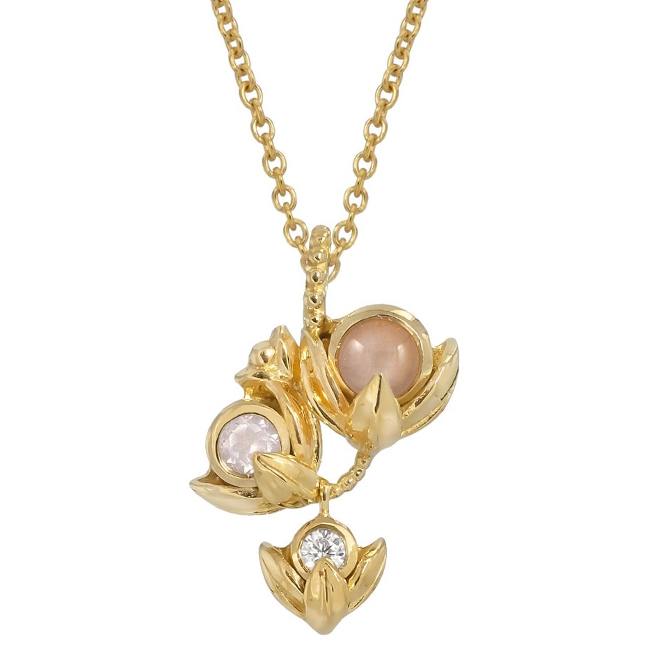 Rabinovich Halskæde Forgyldt Med Peach Månesten Water Lily - Rabinovich Halskæder